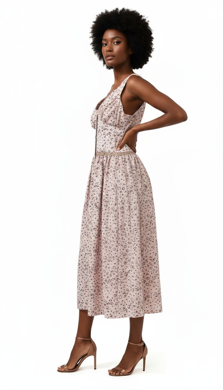 Pink Acetate Casual Dress