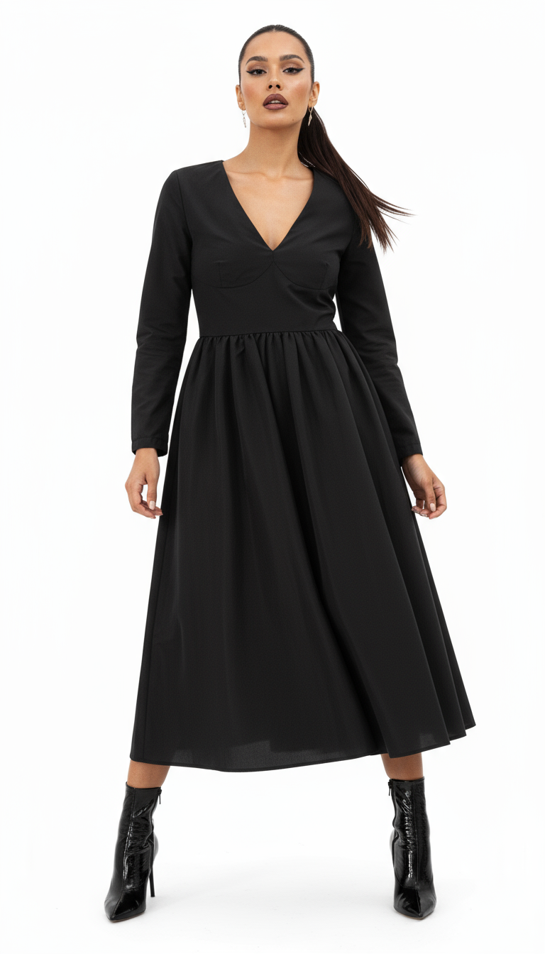Elegant Black Polyester Dress