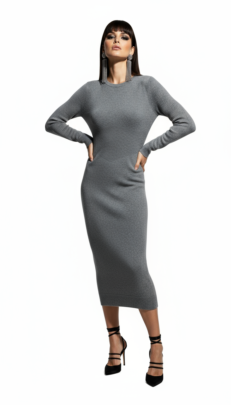 Gray Cashmere Casual Dress
