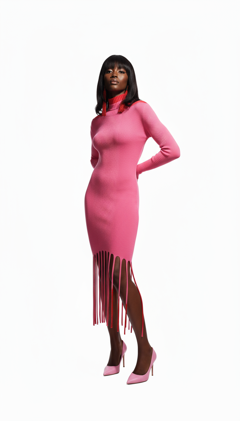 Pink Cotton Casual Dress