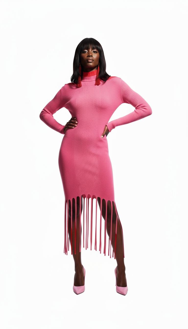 Pink Cotton Casual Dress