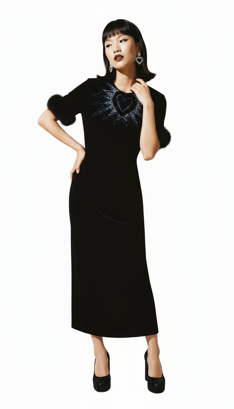 Black Viscose Casual Dress