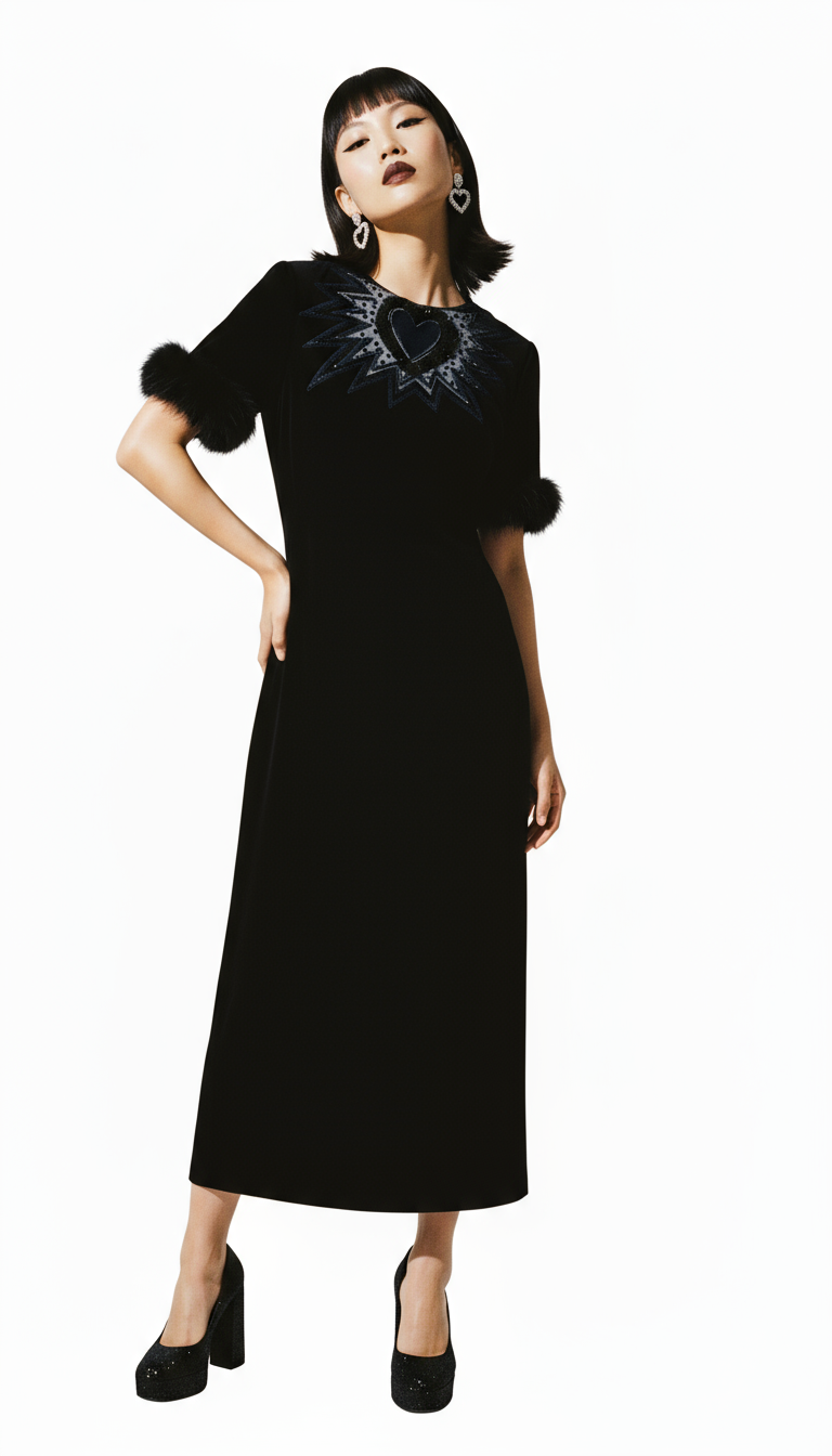 Black Viscose Casual Dress