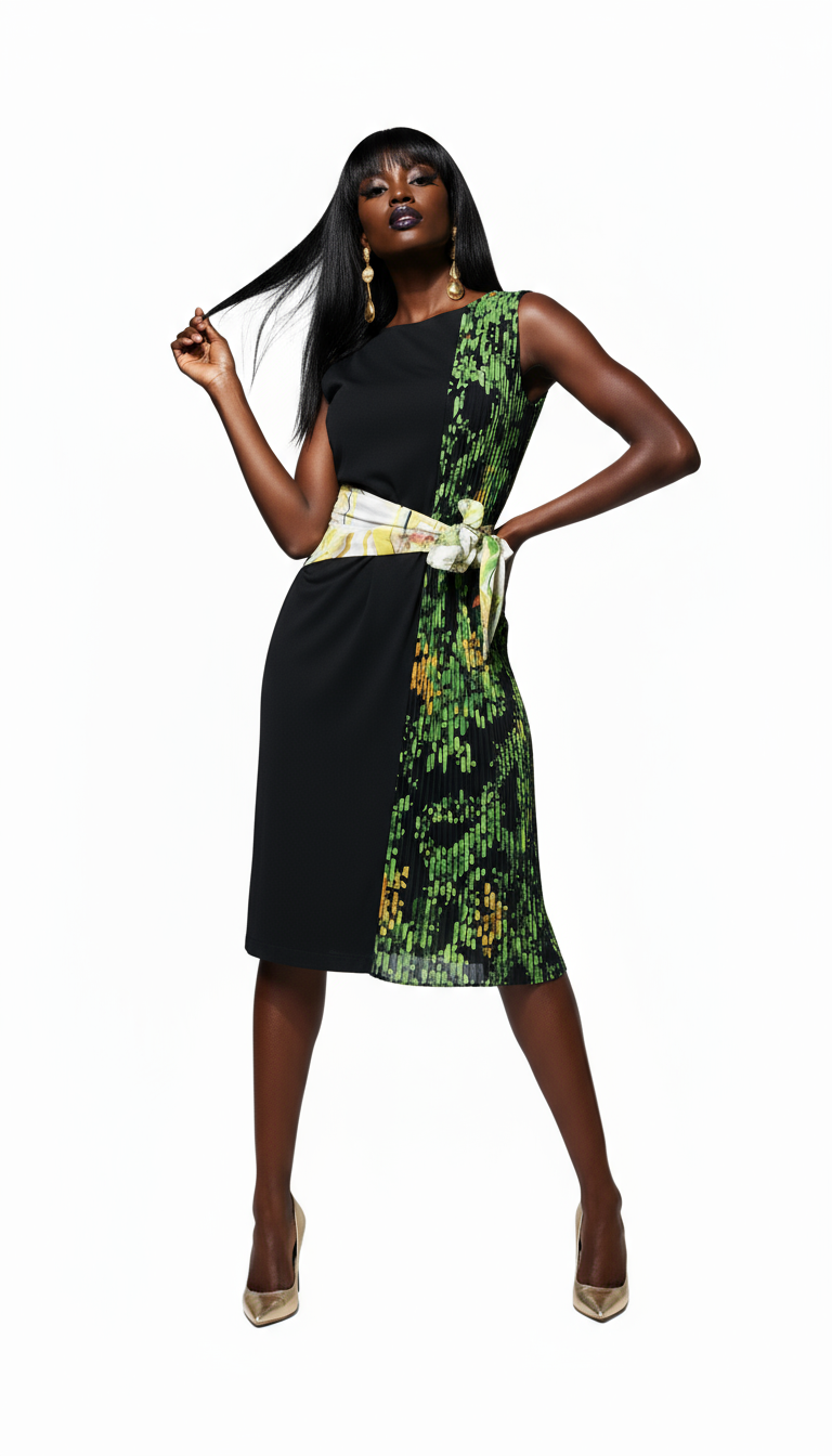 Multicolor Floral Sheath Knee Length Dress