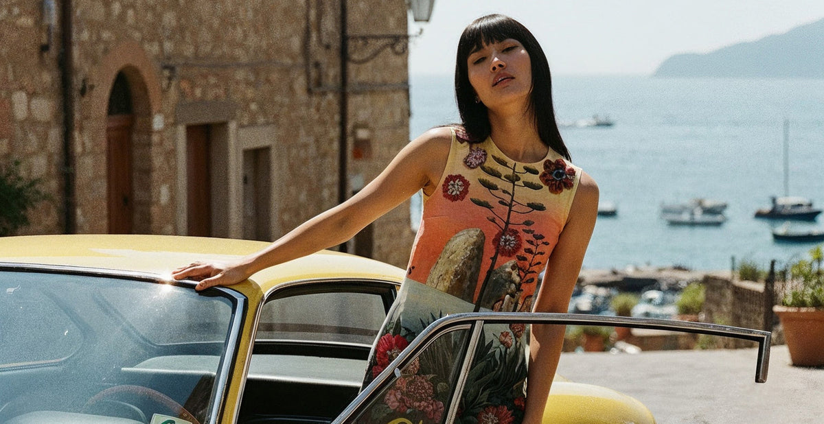 woman in front of car