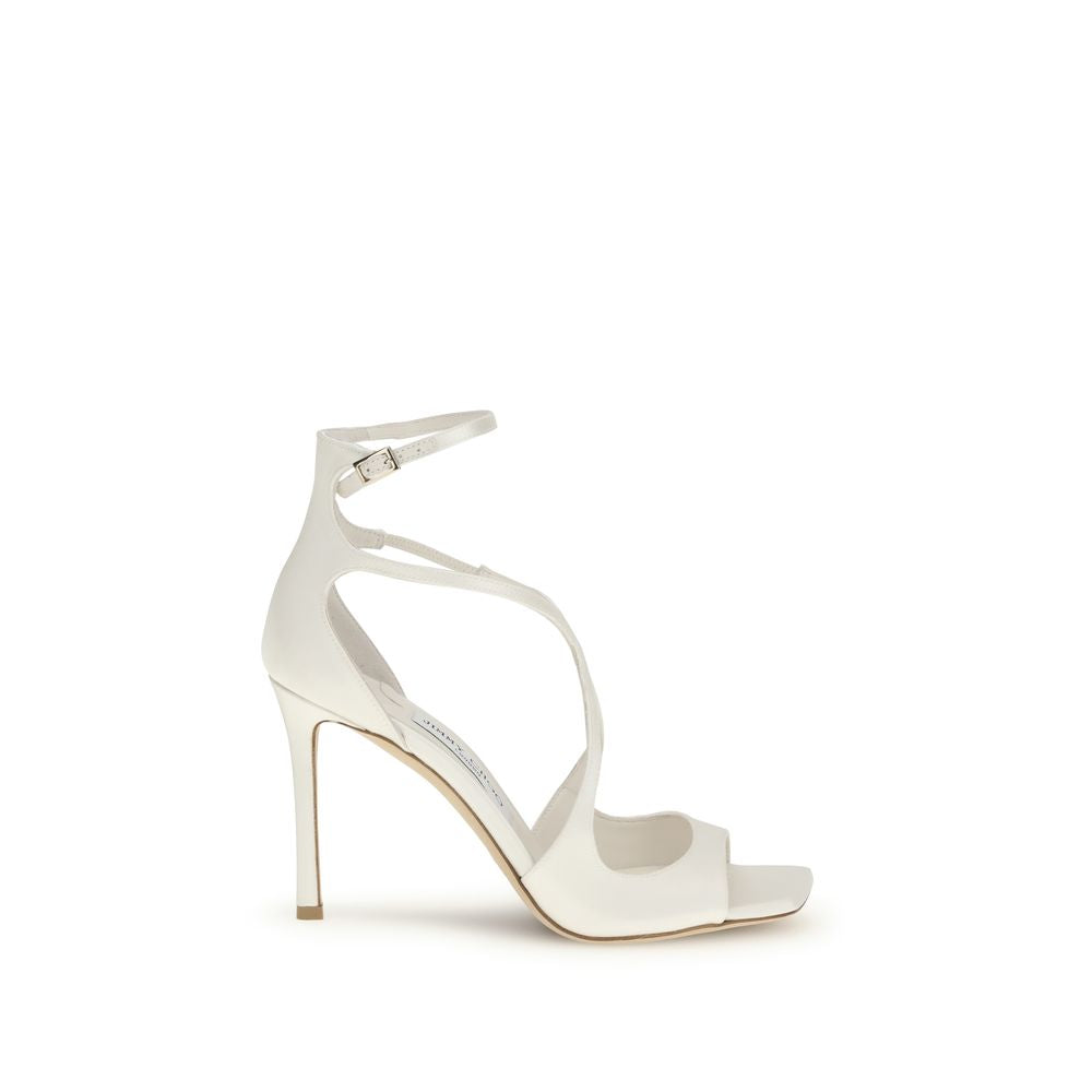 White Silk Stiletto Heel Sandals