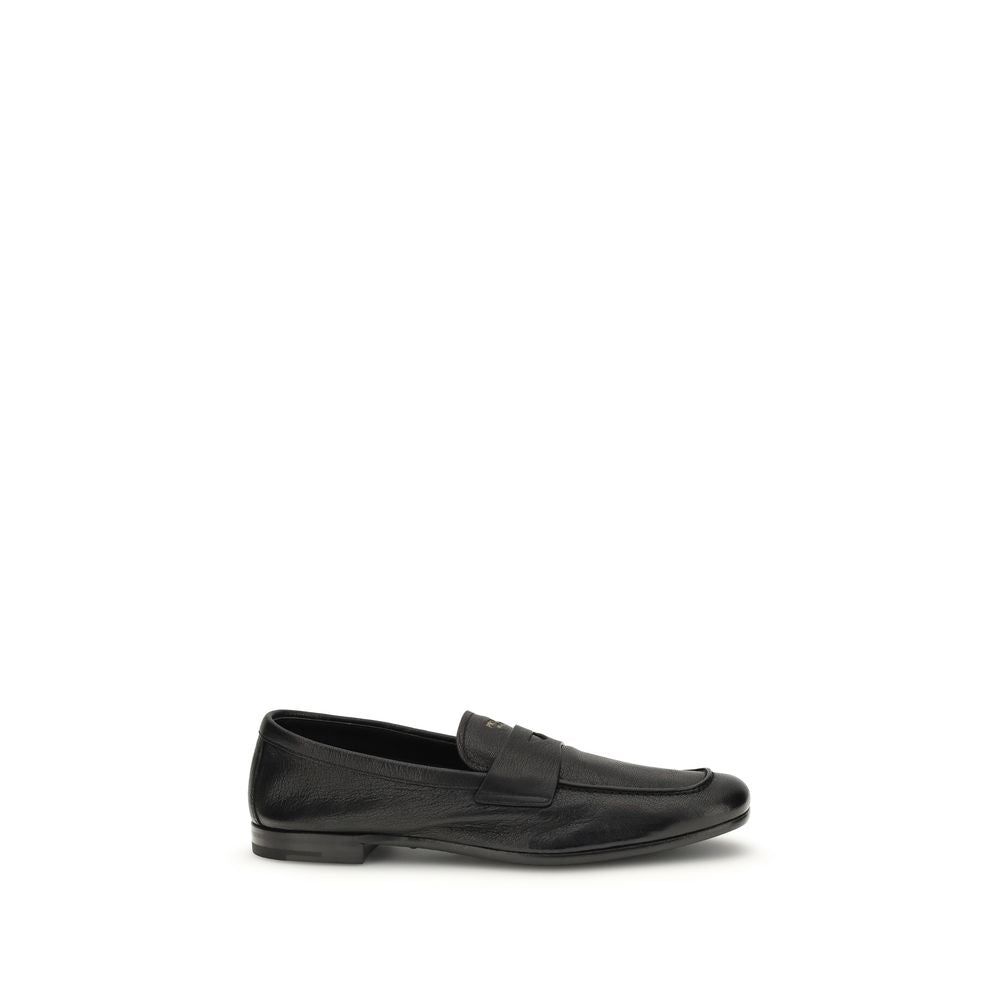 Black Goatskin Slip-On Loafers