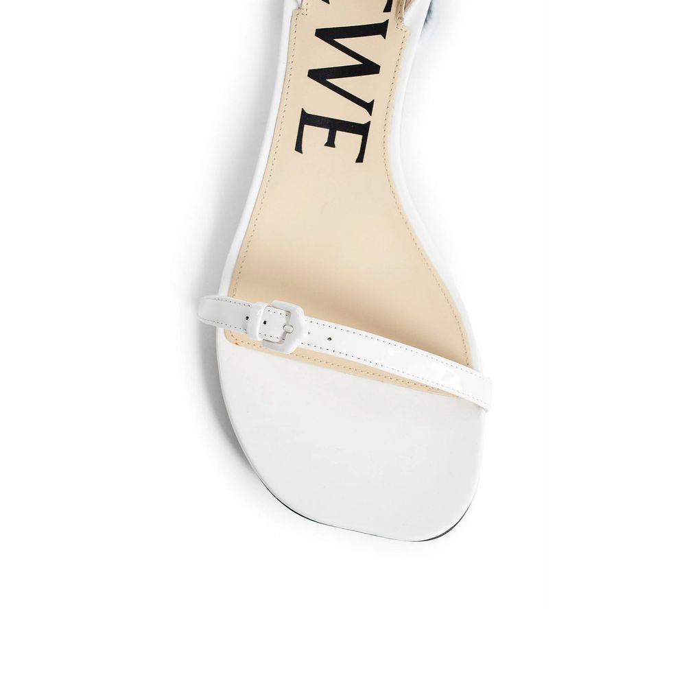 White Lamb Leather Stiletto Heel Sandals