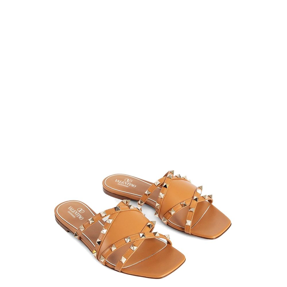 Brown Calfskin Flat Sandals