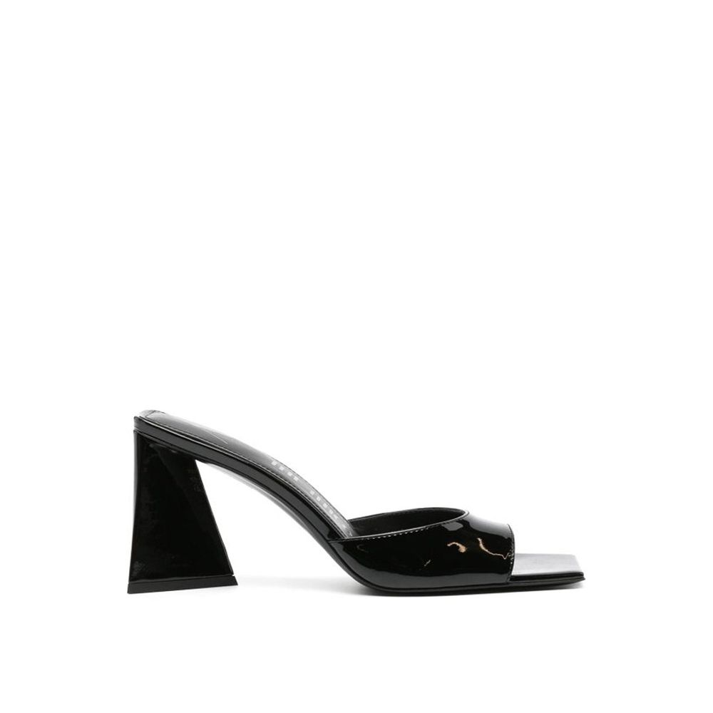 Black Calfskin Stiletto Heel Sandals
