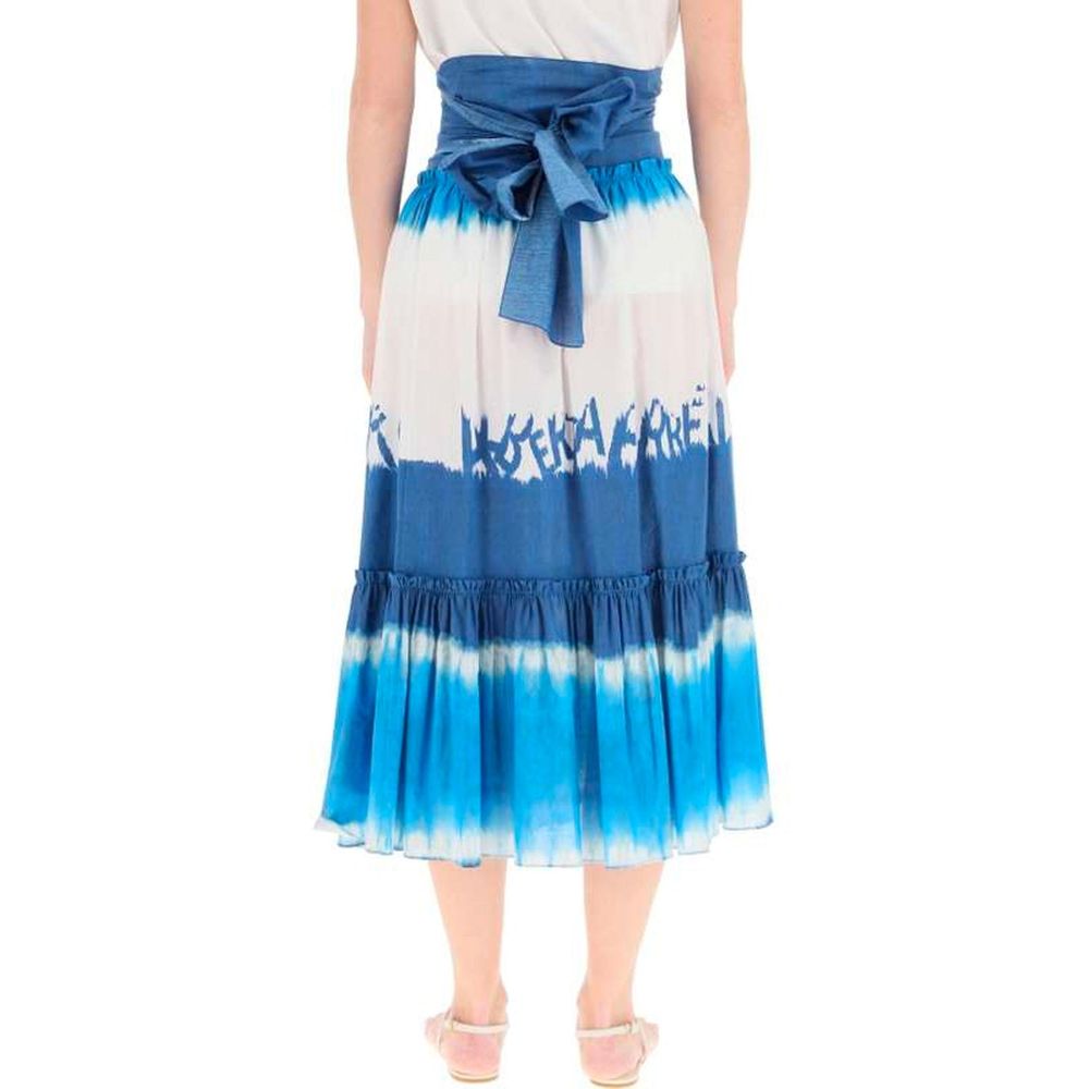 Blue Cotton Midi Skirt