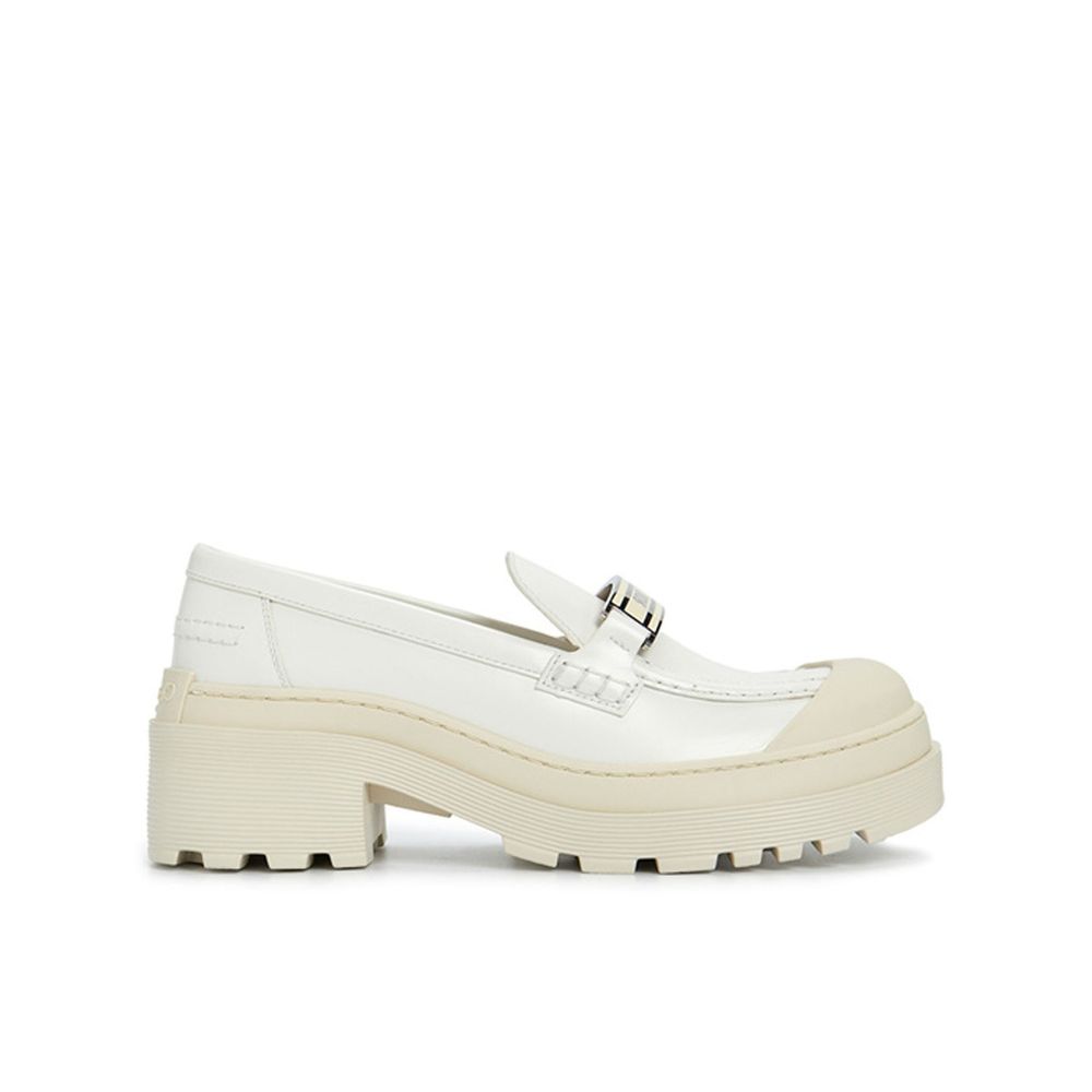 White Calfskin Platform Loafers