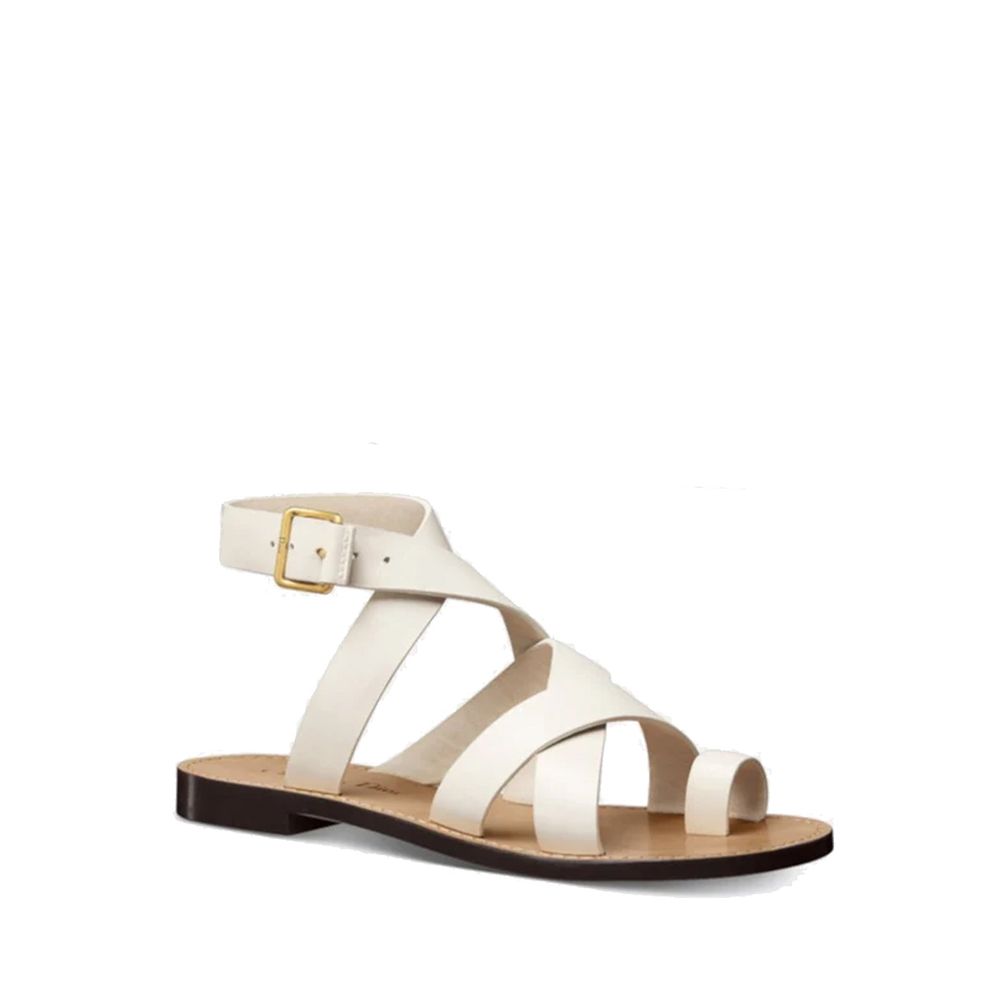White Calfskin Strap-On Sandals