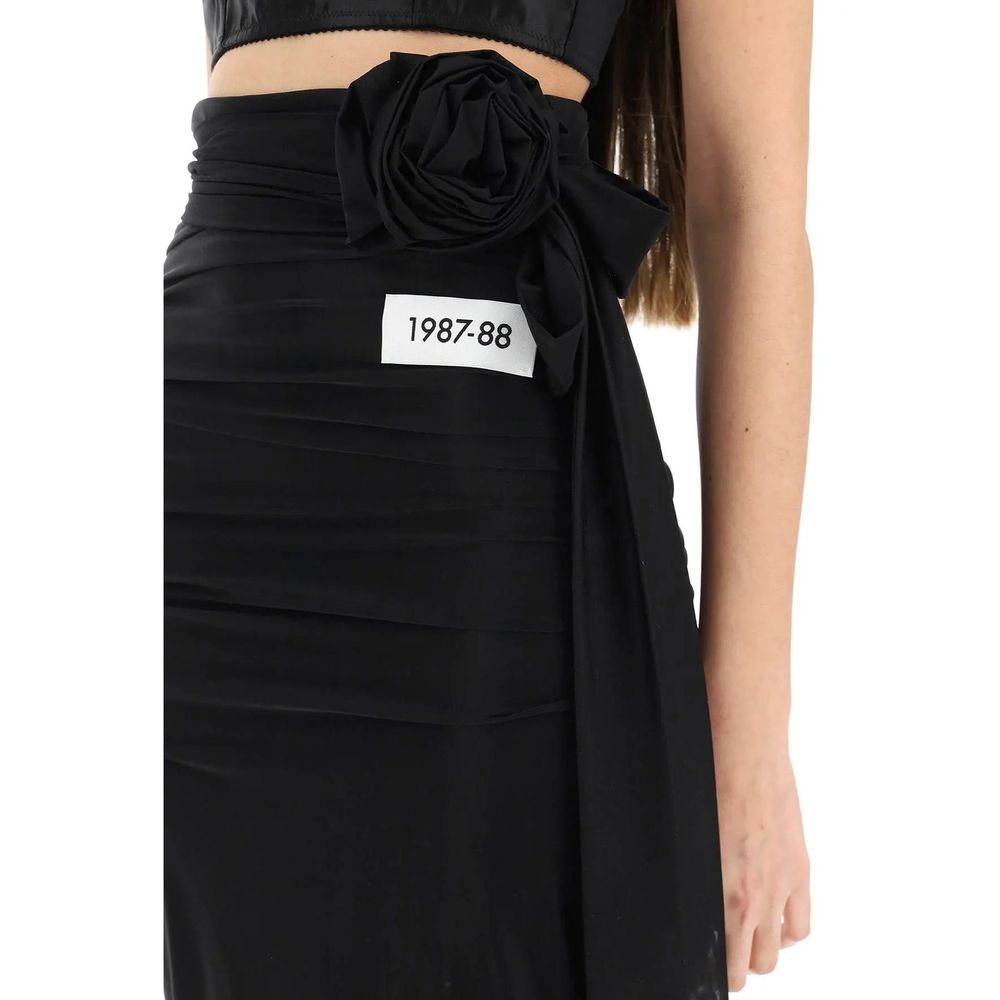 Black Elastane Long Skirt