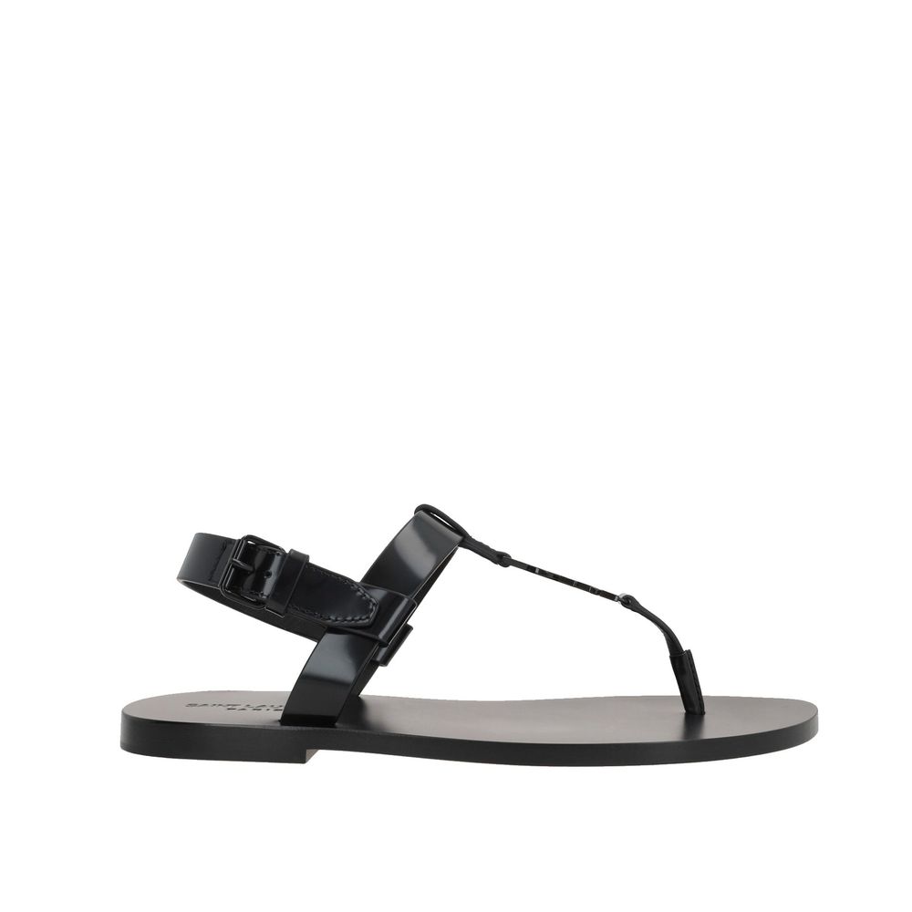 Black Calfskin Strap-On Sandals