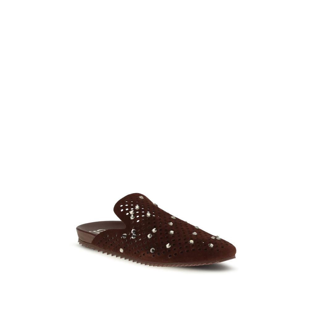 Brown Calf Leather Bos Taurus Mules