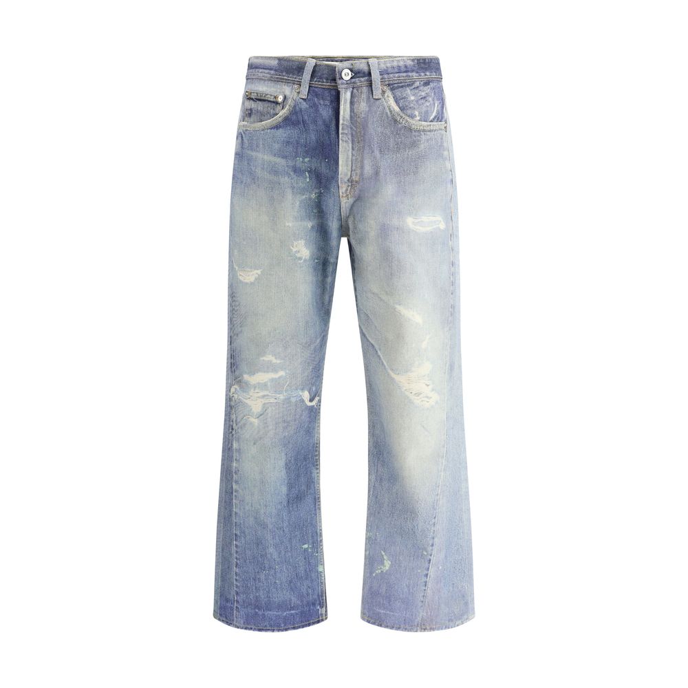 Light Blue Cotton Relaxed Fit Jeans