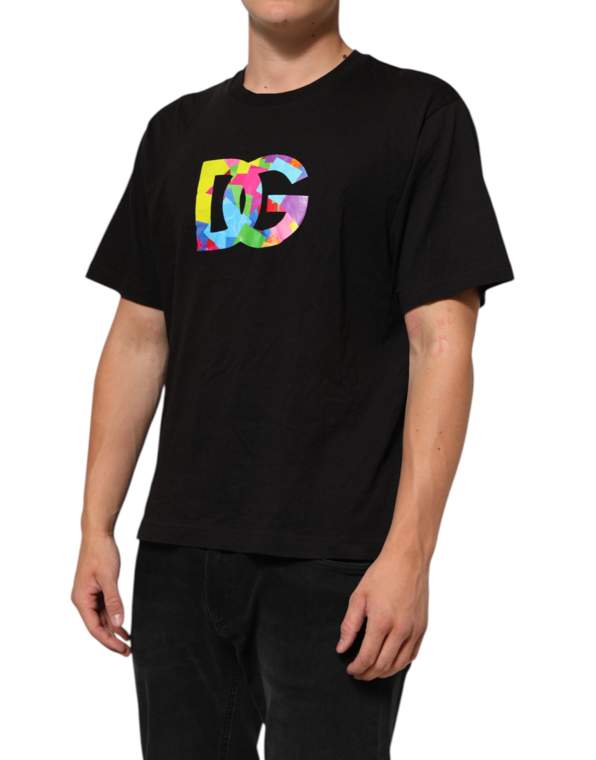 Black Logo Print Cotton Crew Neck T-shirt