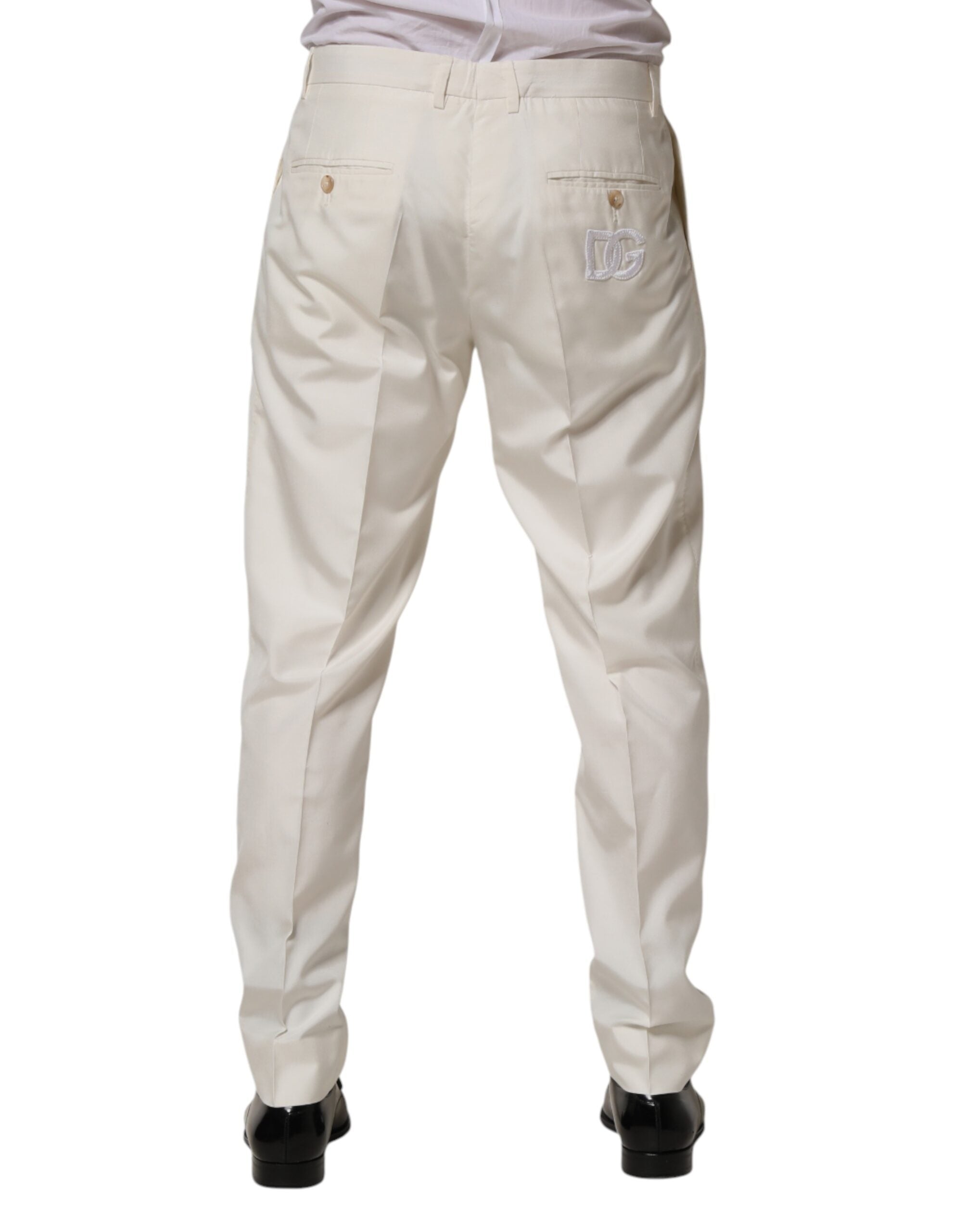 White Silk Tapered Dress Men Trouser Pants