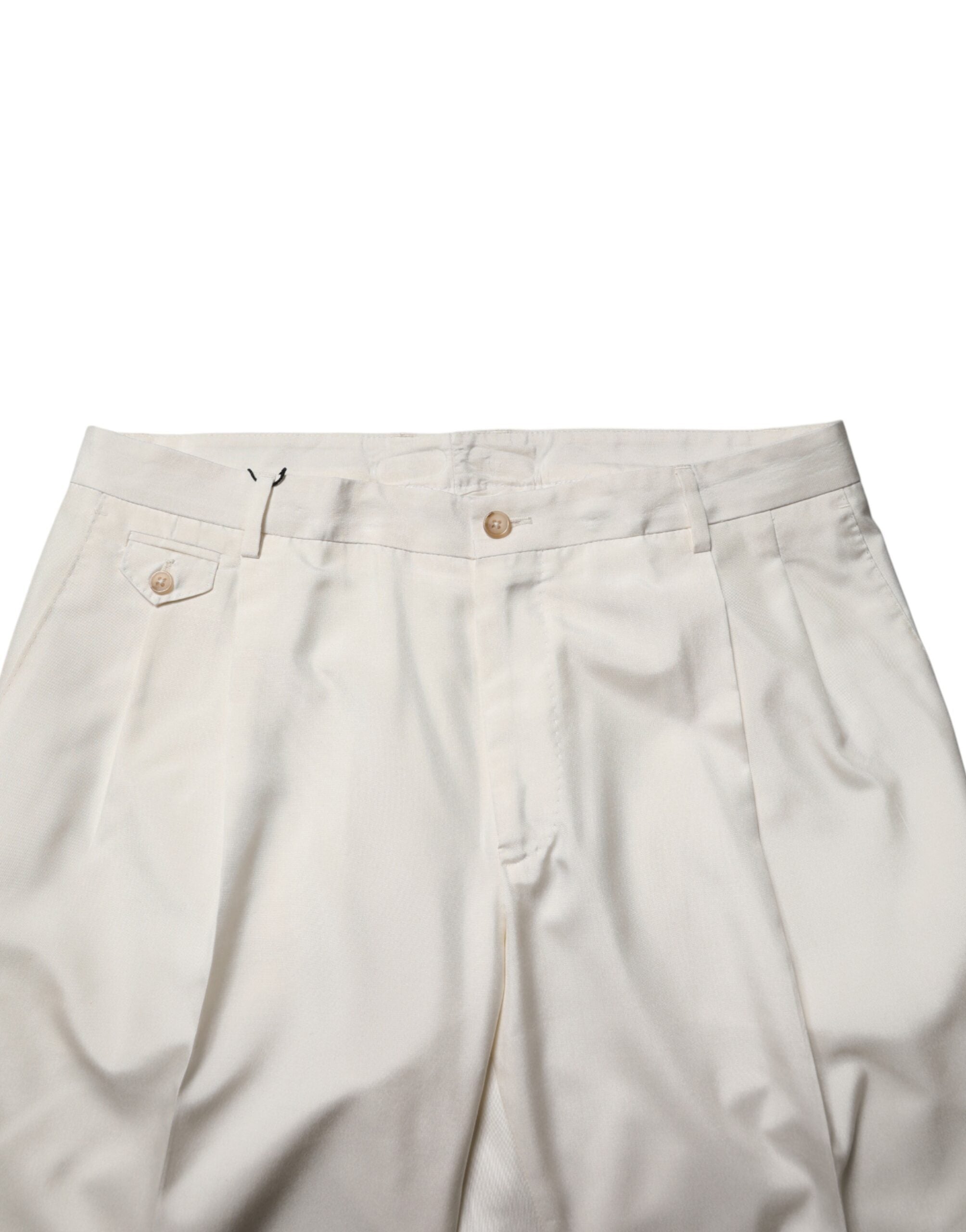 White Silk Tapered Dress Men Trouser Pants