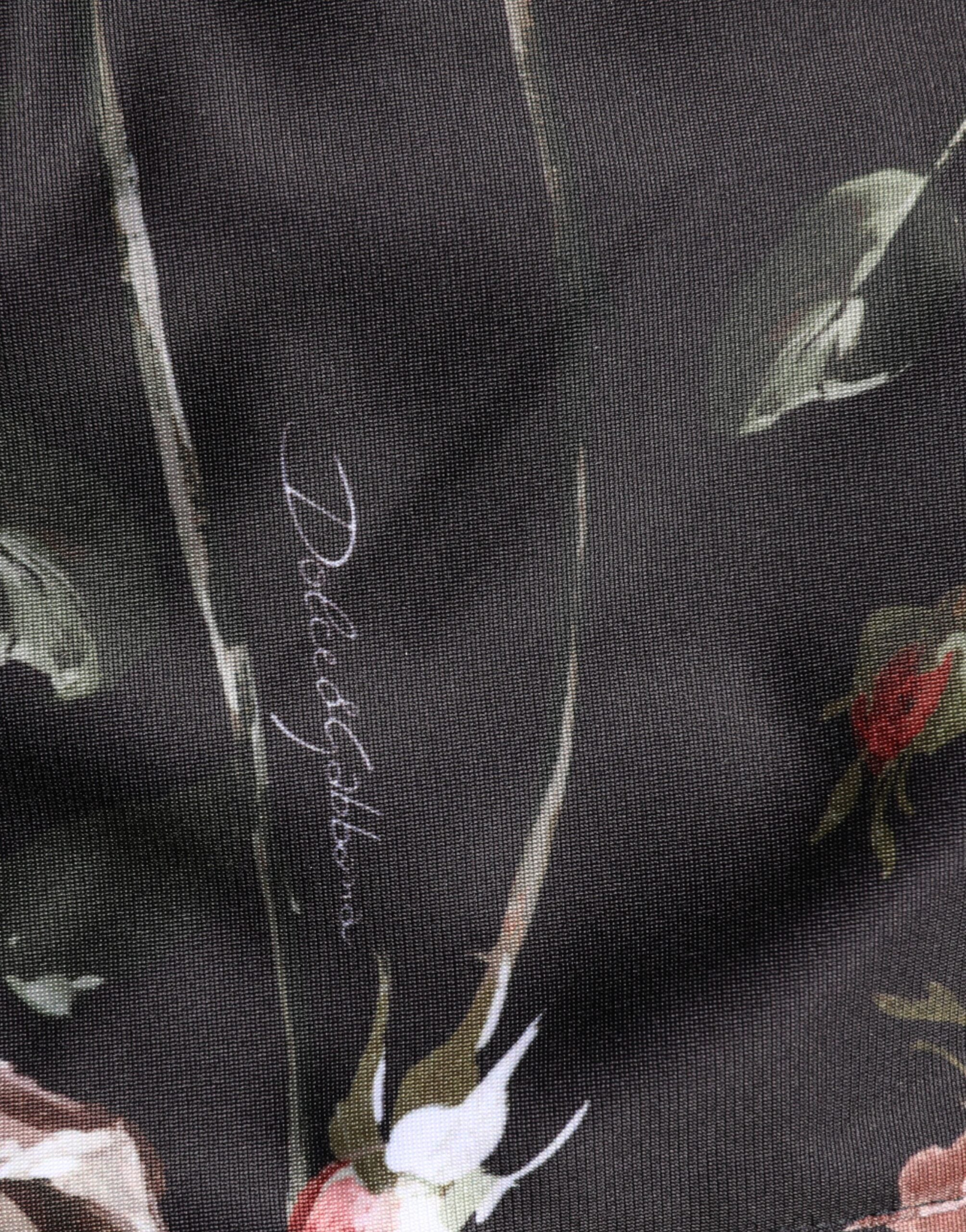 Black Floral Straight-Leg Chino Trouser Pants