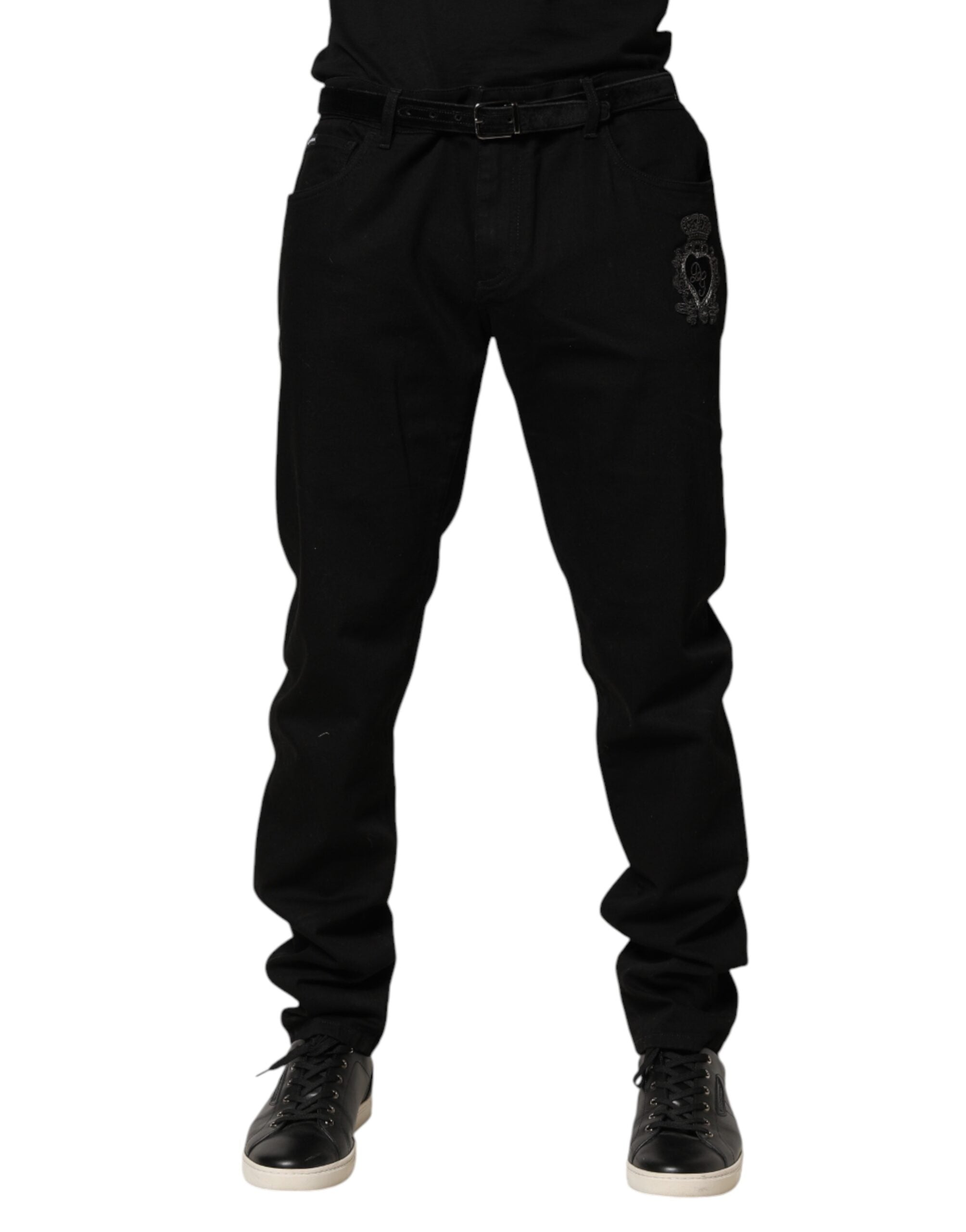 Black Sacred Heart Skinny Men Denim Jeans