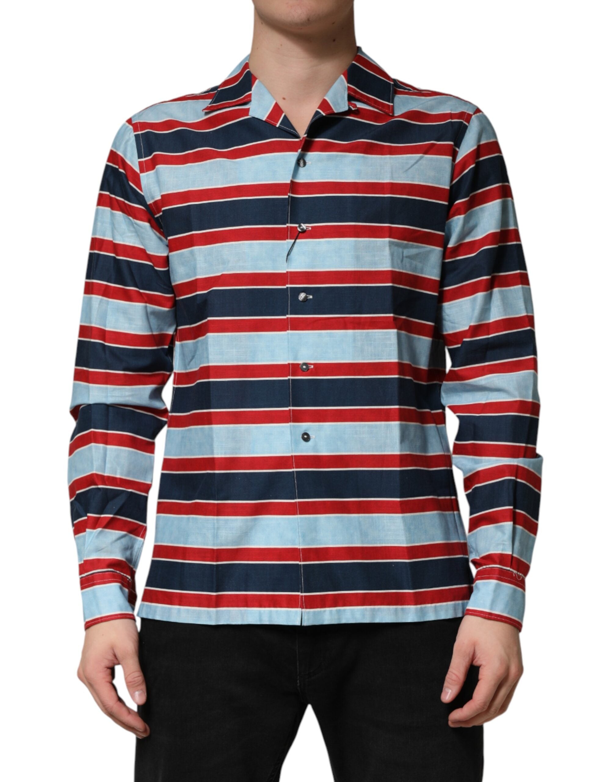 Multicolor Stripes Cotton Men Button Down Shirt