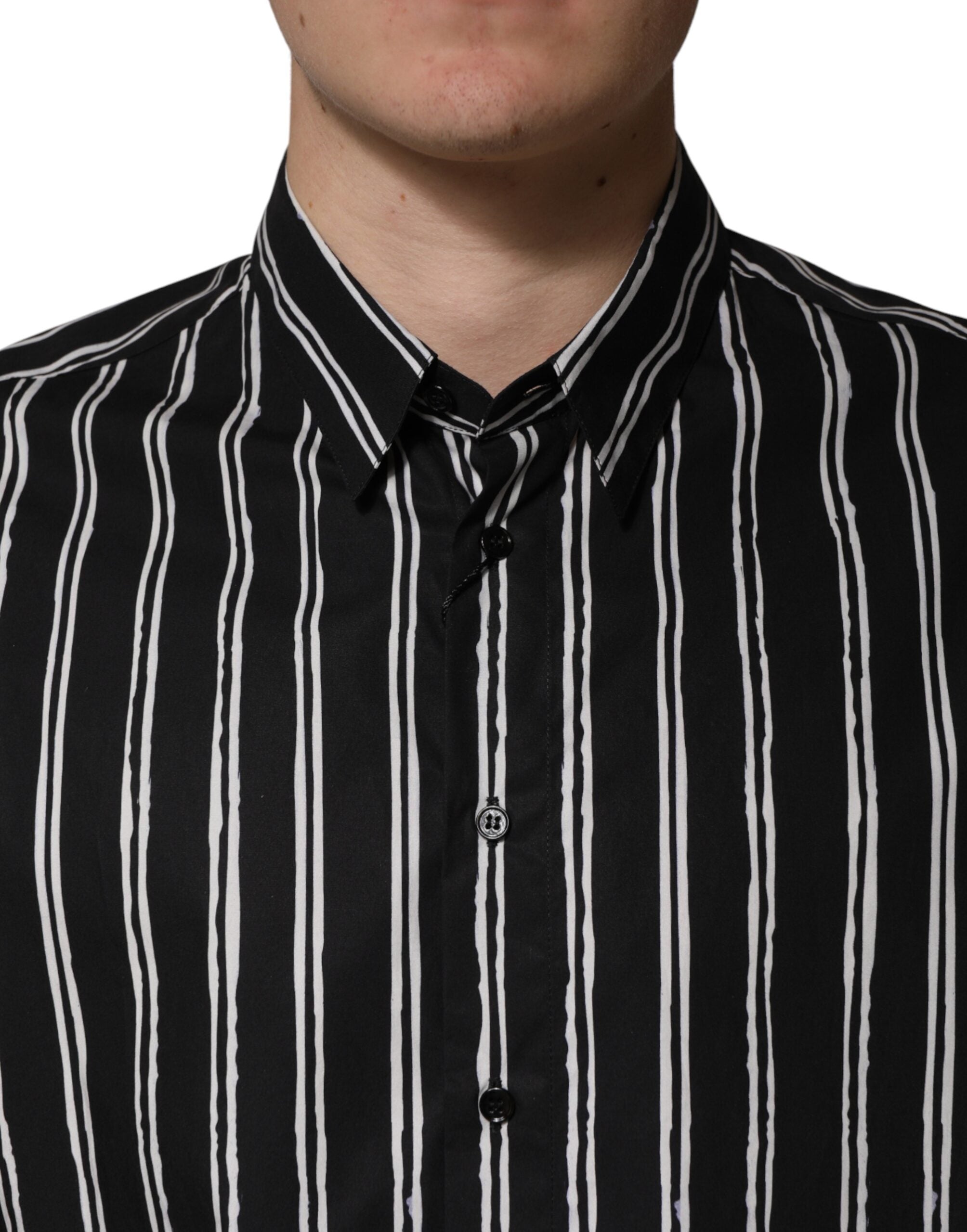 Black Stripes Cotton Men Formal Dress Shirt