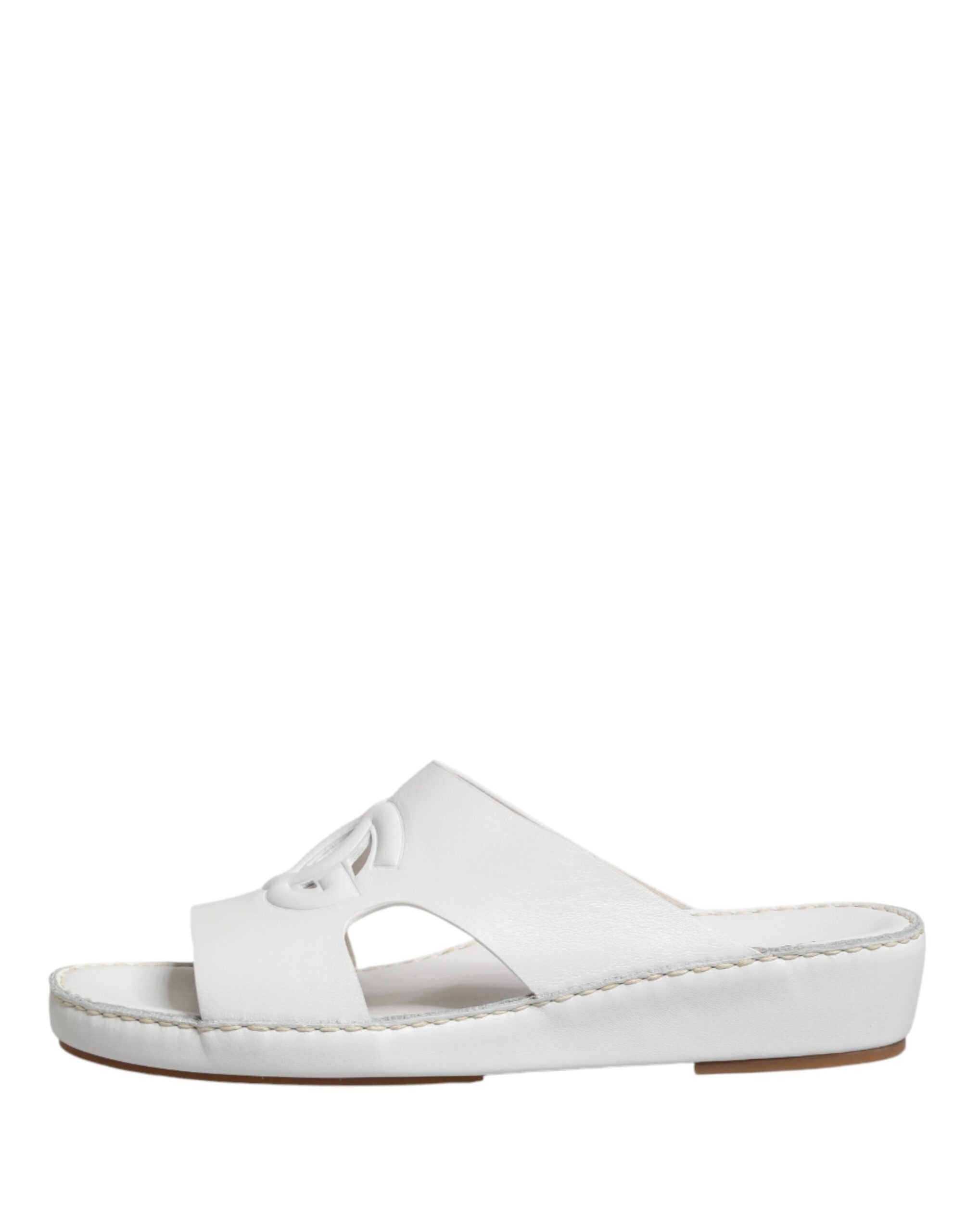 White DG Cutout Slides Slippers Flats Shoes