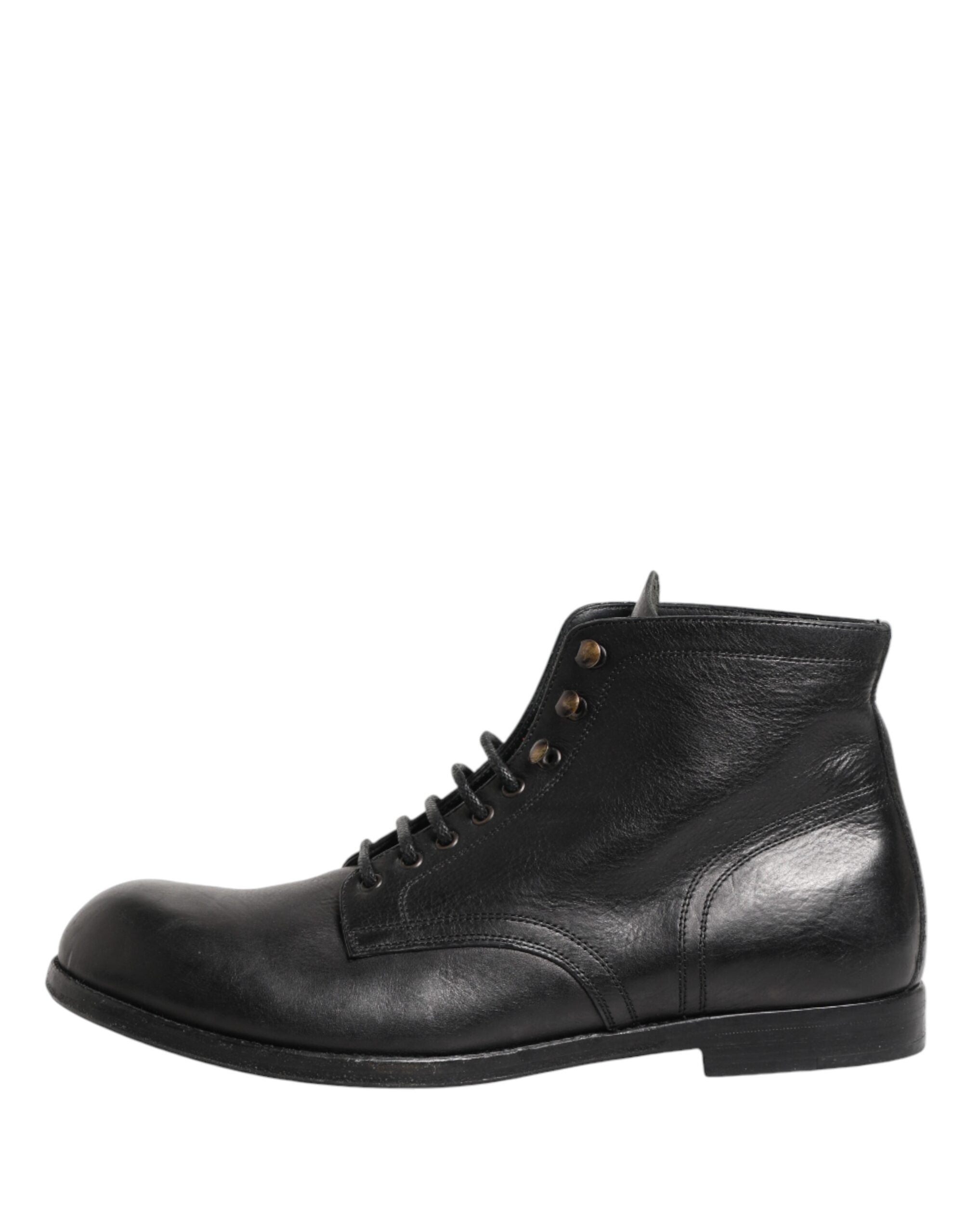 Black Lace Up Short Ankle Boots Men Shoes