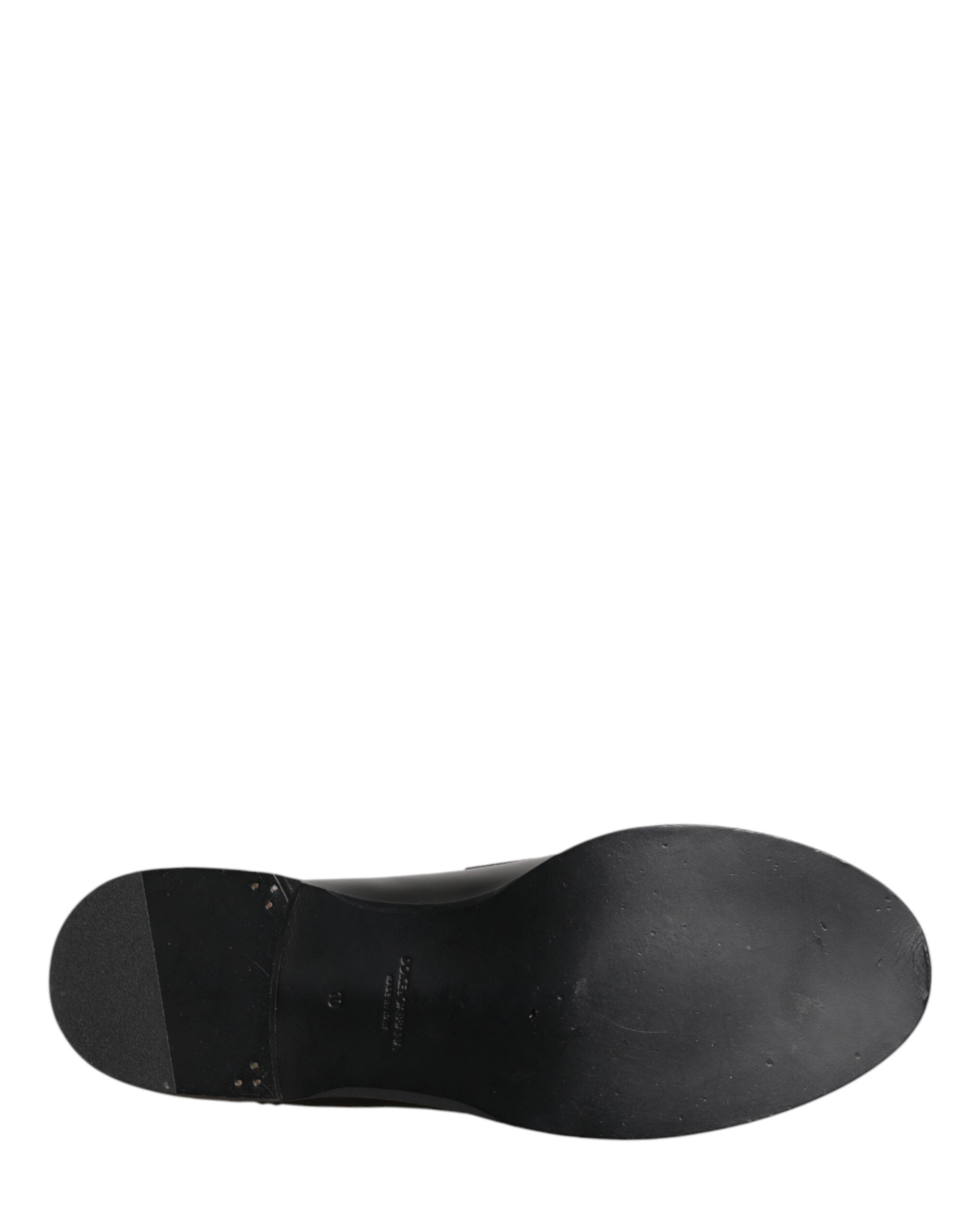 Black Leather DG Plaque Loafers Dress Shoes