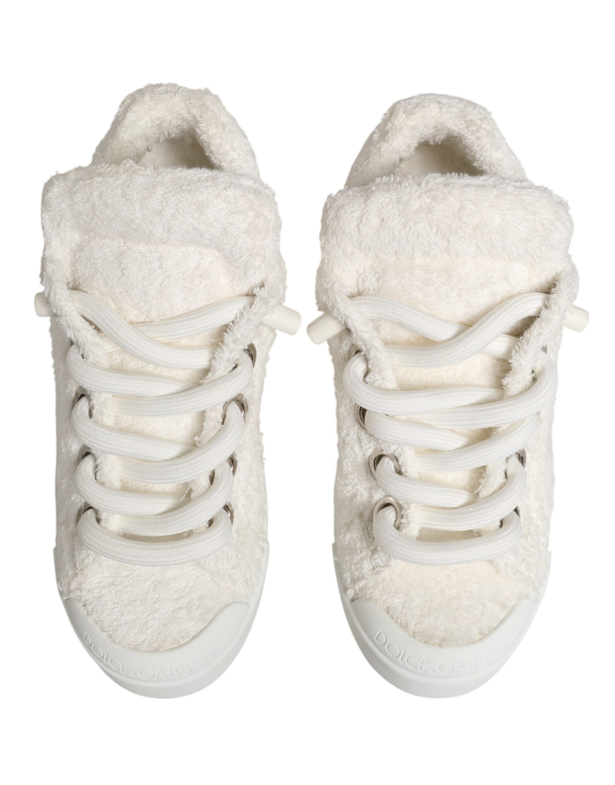 White Faux Shearling Low Top Sneakers  Shoes