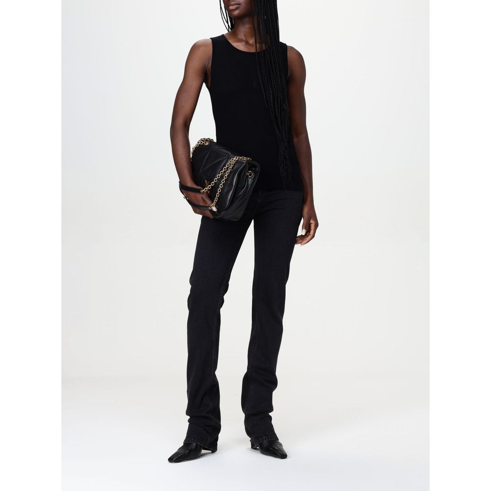 Black Cotton Straight-Leg Jeans