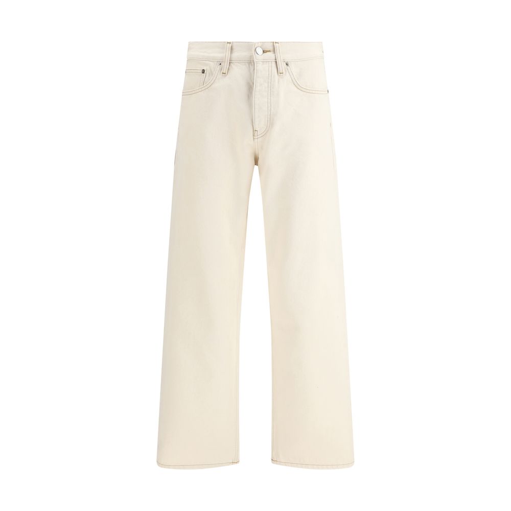 Beige Cotton Relaxed Fit Jeans