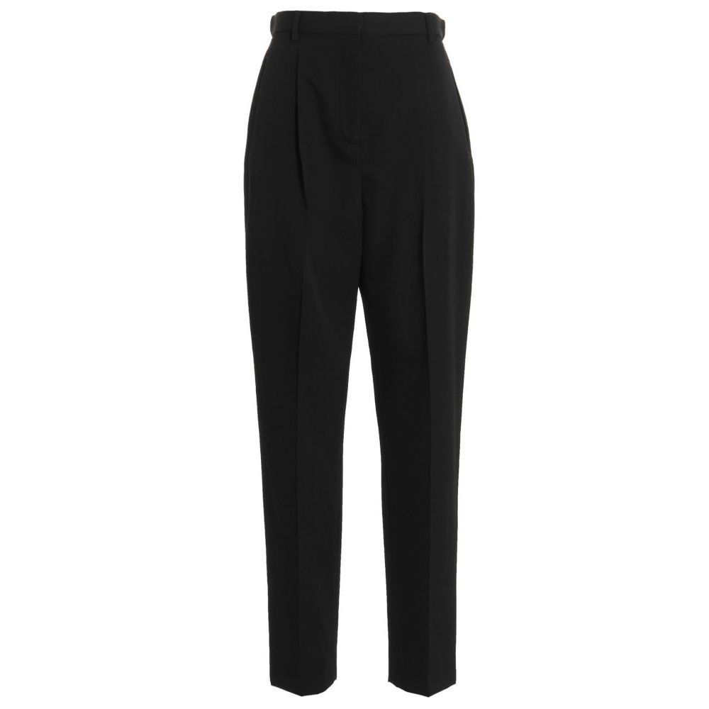 Black Polyester Casual Pants