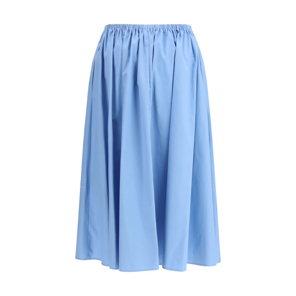 Light Blue Cotton Midi Skirt