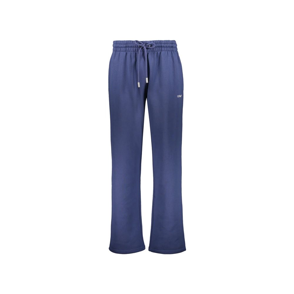 Blue Cotton Casual Pants