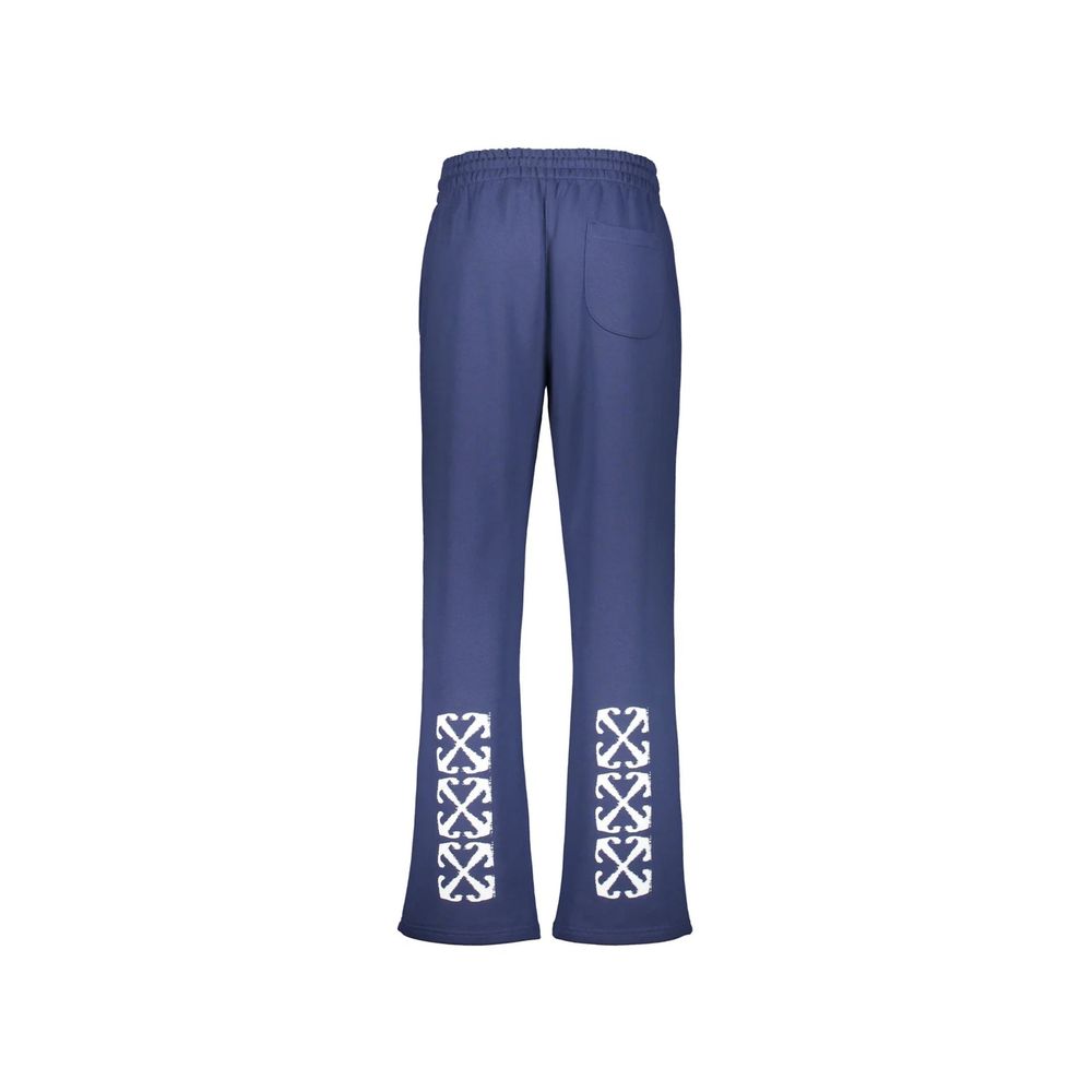 Blue Cotton Casual Pants