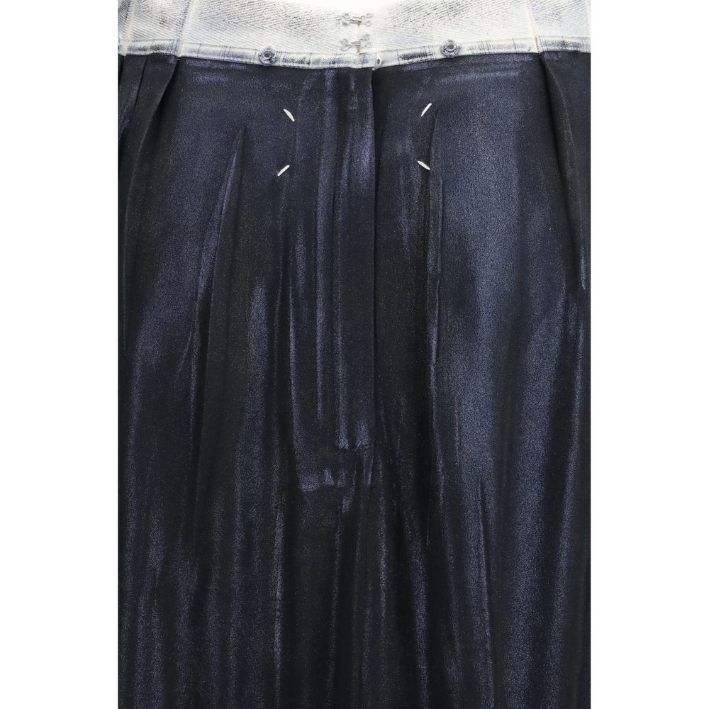 Blue Acetate Midi Skirt