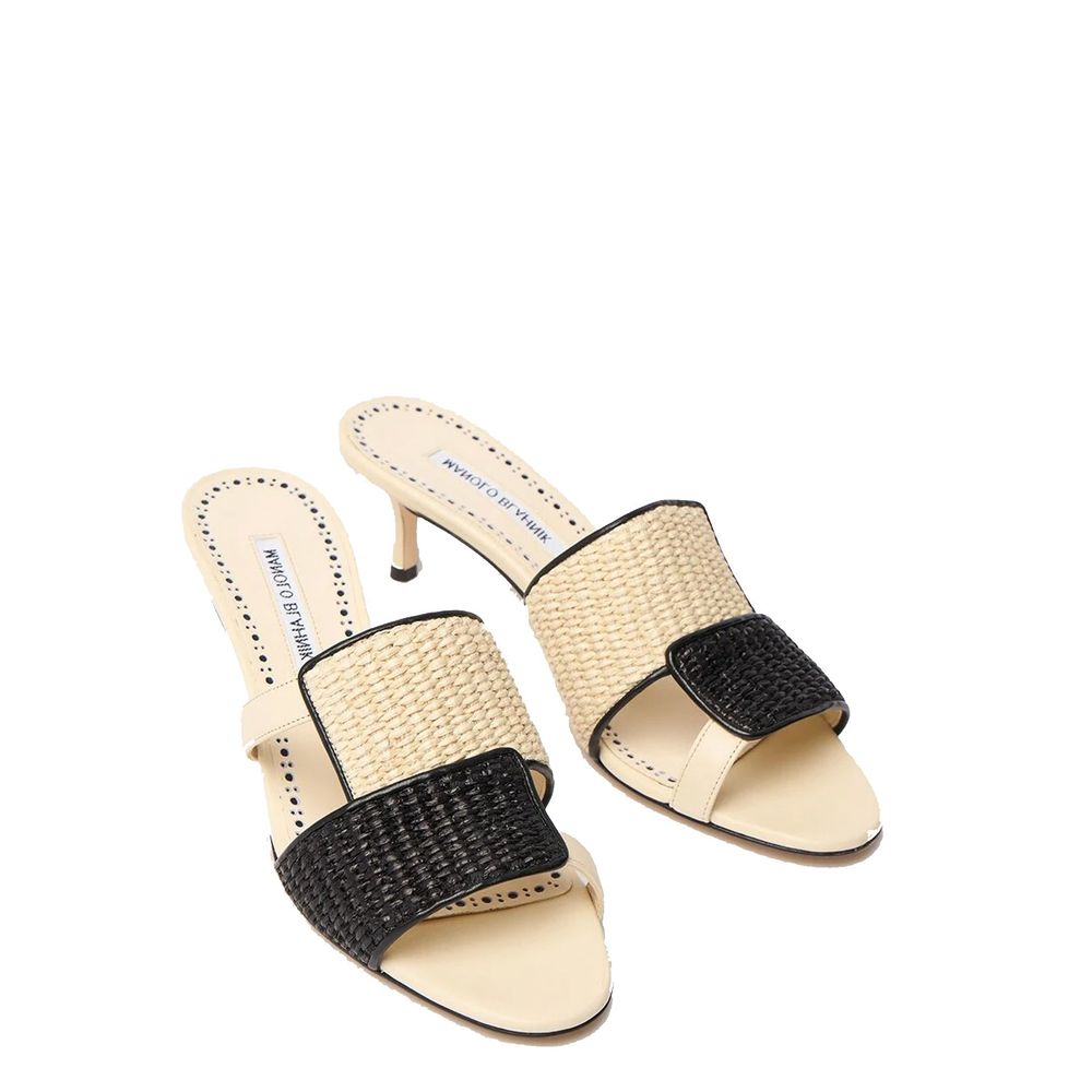 Beige Leather Platform Sandals