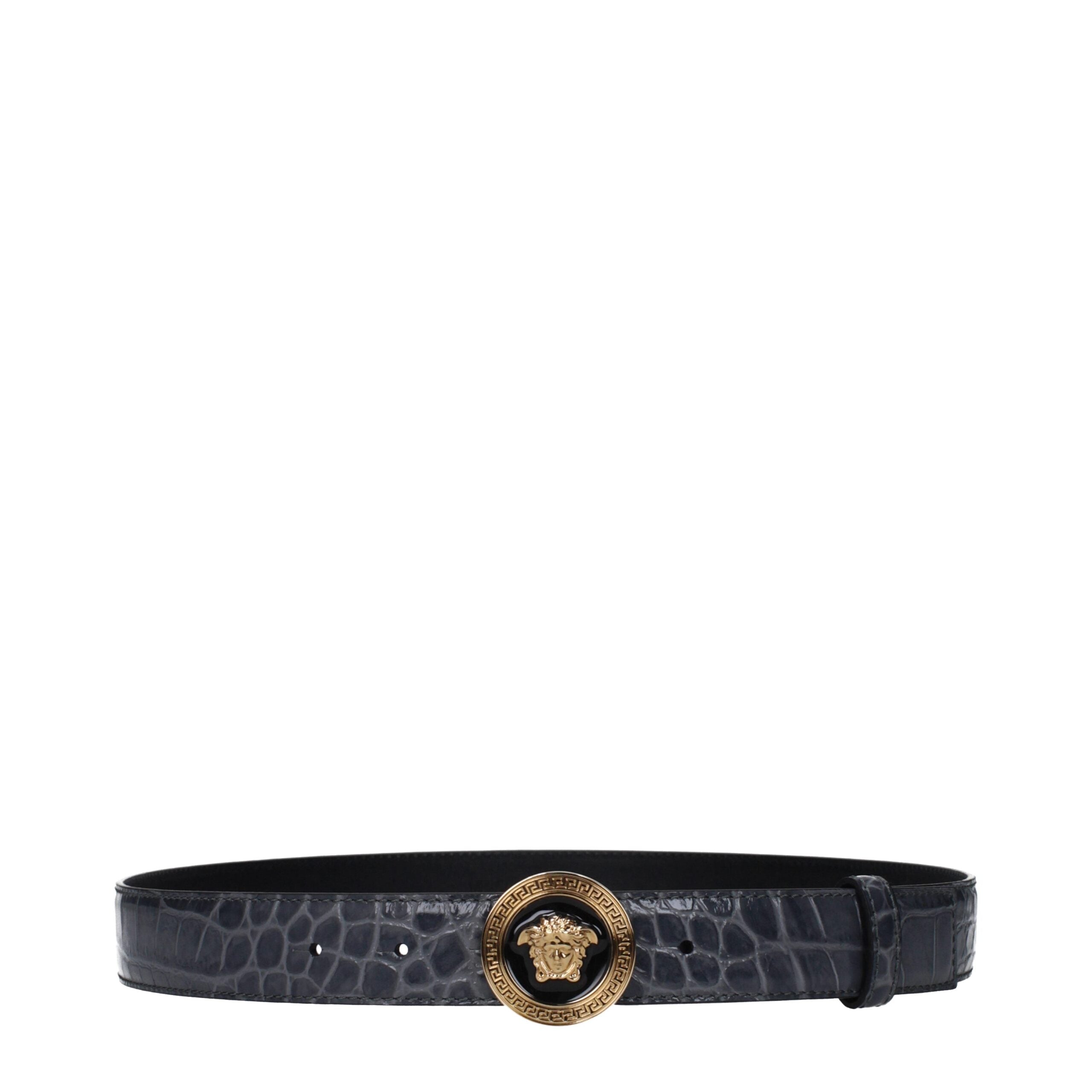Gray Leather Regular Belt