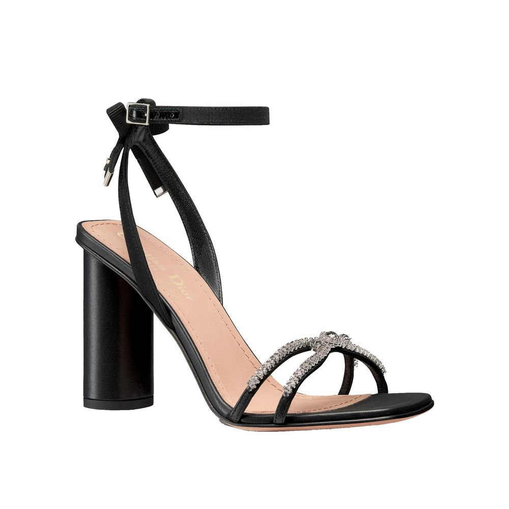 Black Calfskin Strap-On Sandals