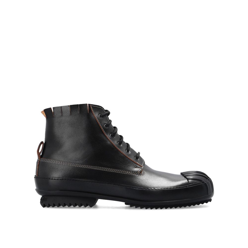 Black Calfskin Lace-Up Boots