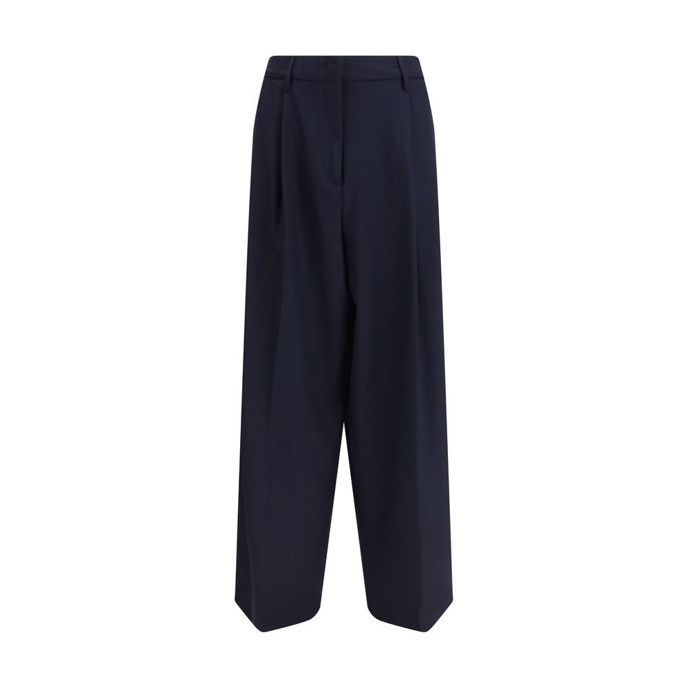 Blue Polyester Casual Pants