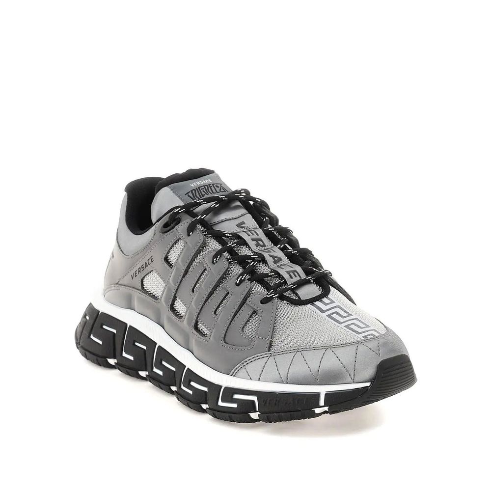 Silver Fabric Athletic Sneakers