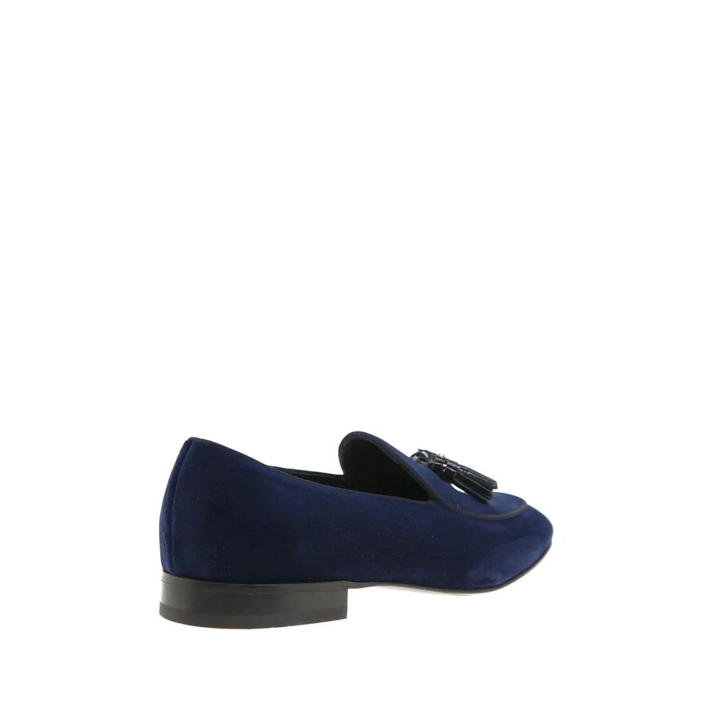 Blue Leather Slip-On Loafers