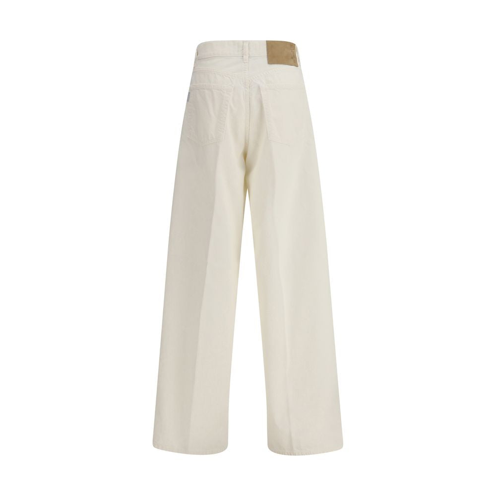 White Cotton Straight-Leg Jeans