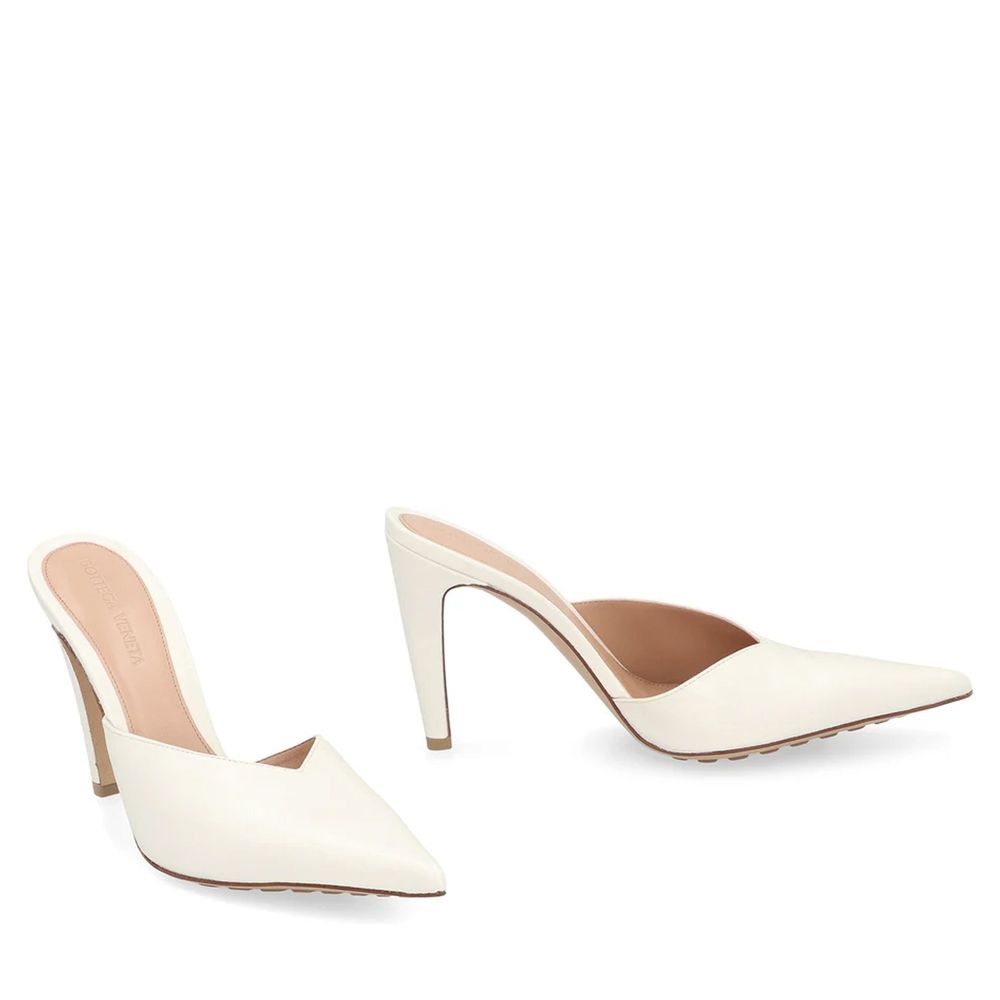 White Leather Mules