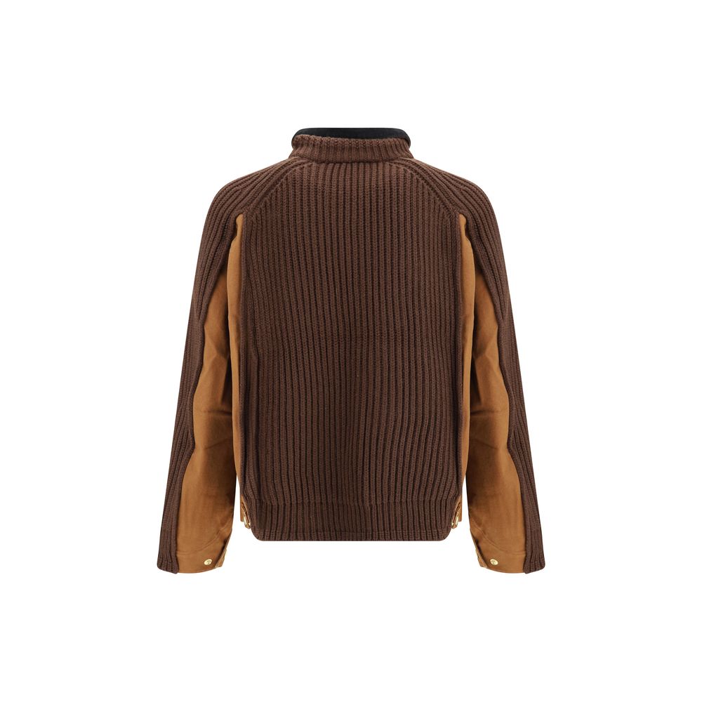 Beige Cotton Biker Jacket