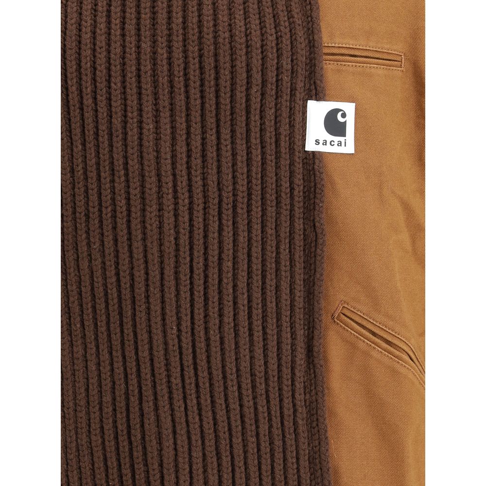 Beige Cotton Biker Jacket